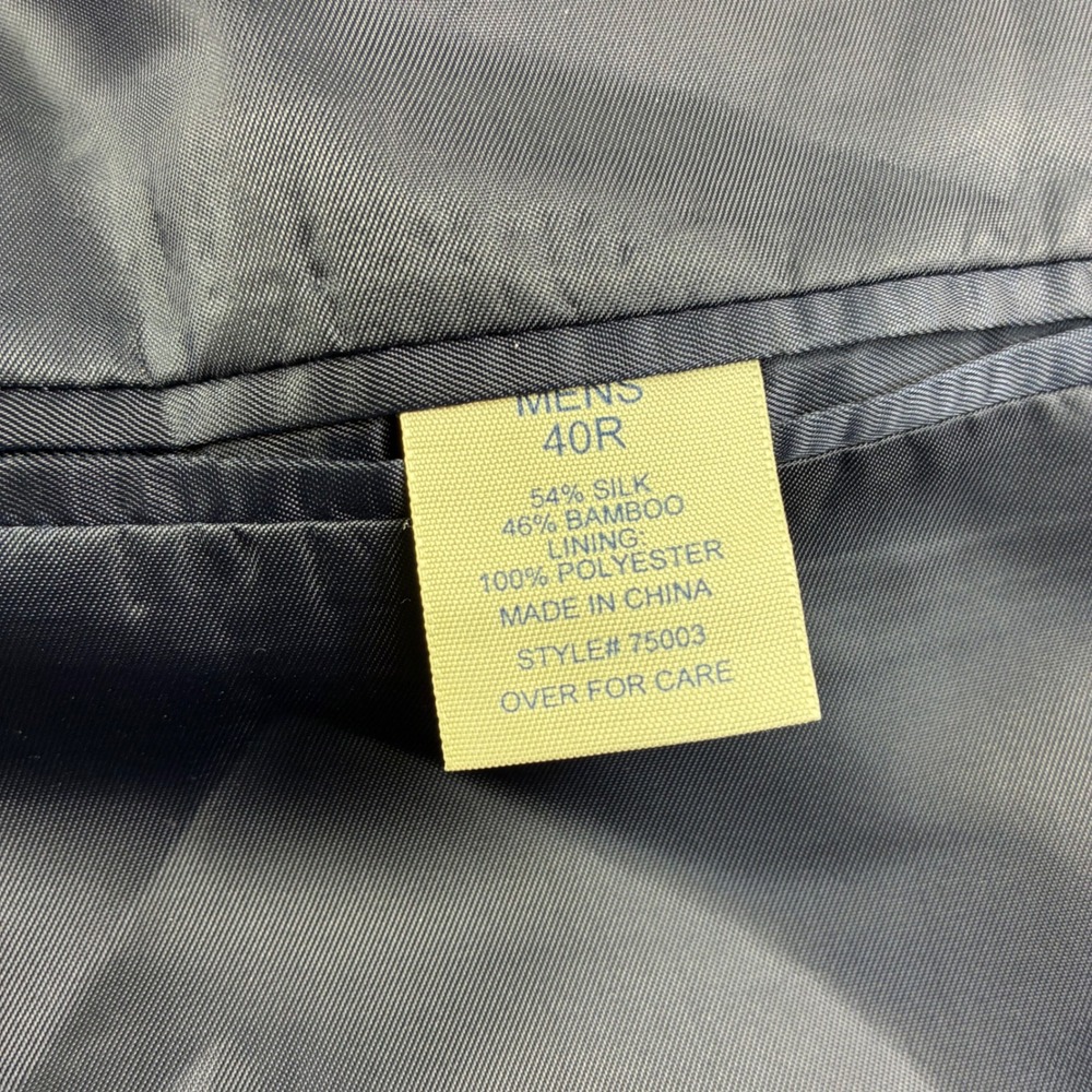 TravelSmith Blazer Mens 40R Navy Blue Silk Bamboo Windowpane‎ Sport Coat Blazer - Picture 5 of 14